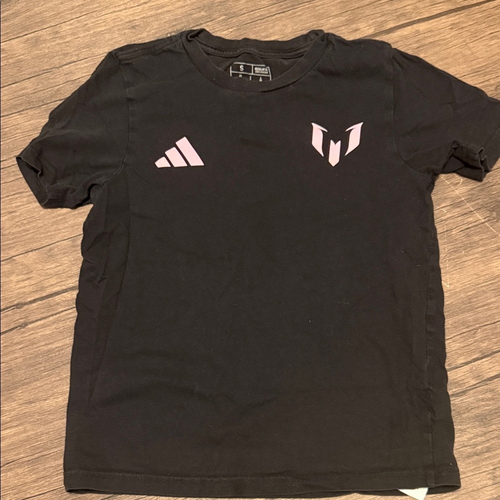 adidas Black Tee with Light Pink Logos
